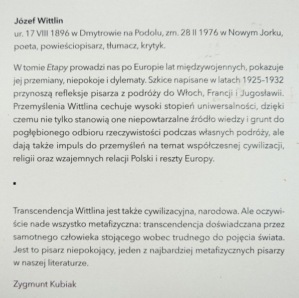 Józef Wittlin Etapy. Italia - Francja - Jugosławia