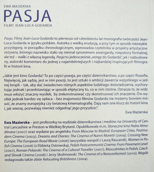 Ewa Mazierska Pasja. Filmy Jean-Luca Godarda