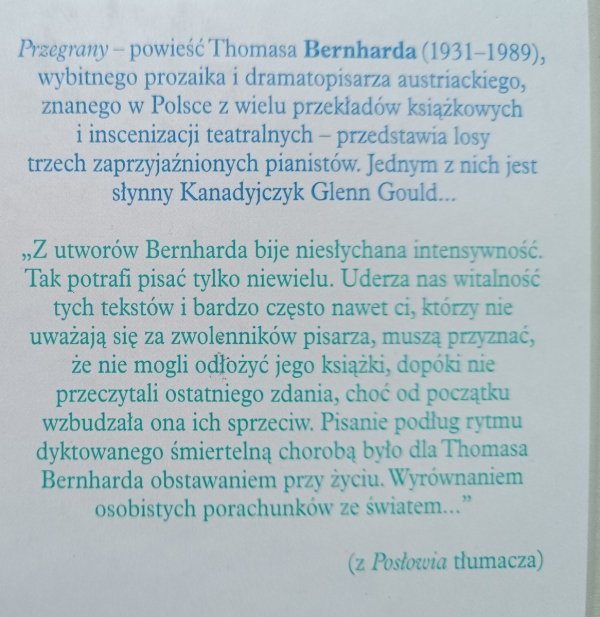 Thomas Bernhard Przegrany