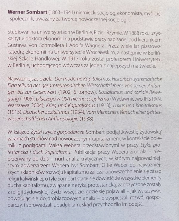 Werner Sombart Żydzi i życie gospodarcze