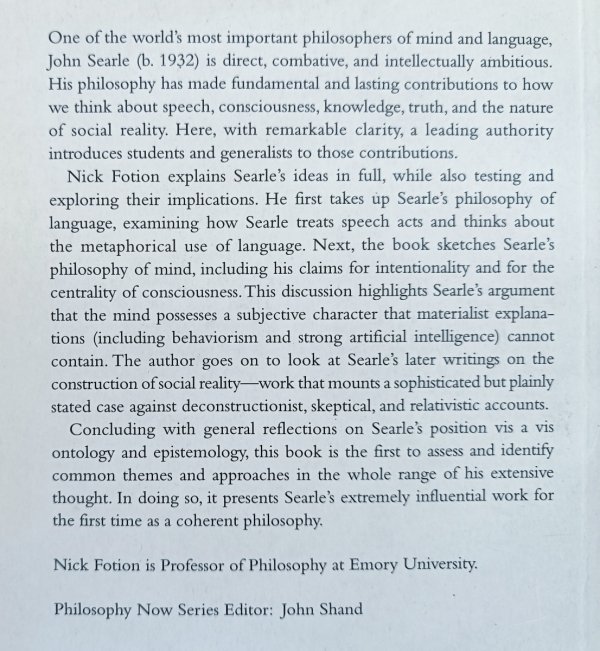 Nick Fotion John Searle / Philosophy Now