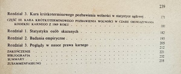 Józef Wąsik Kara krótkoterminowego pozbawienia wolności w Polsce