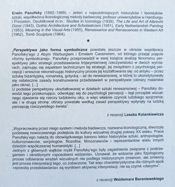 Erwin Panofsky Perspektywa jako 'forma symboliczna'