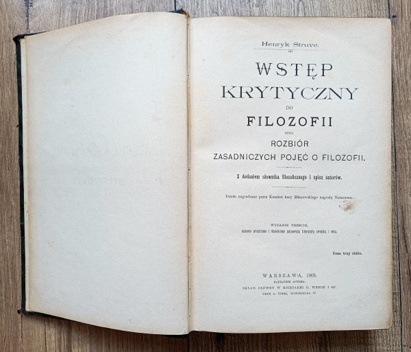 Henryk Struve Wstęp krytyczny do filozofii / 1903 / introligator Jan Wejmer