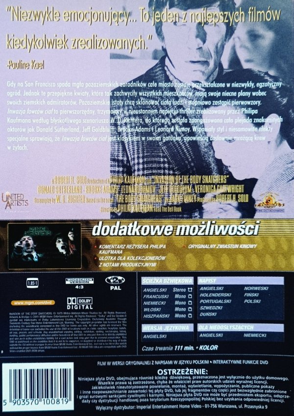 Philip Kaufman Inwazja łowców ciał DVD