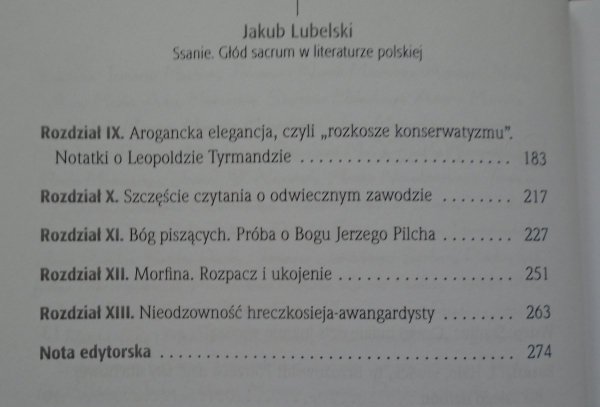 Jakub Lubelski • Ssanie. Głód sacrum w literaturze polskiej