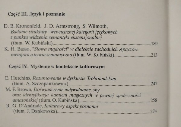 Amerykańska antropologia kognitywna • Poznanie, język, klasyfikacja i kultura