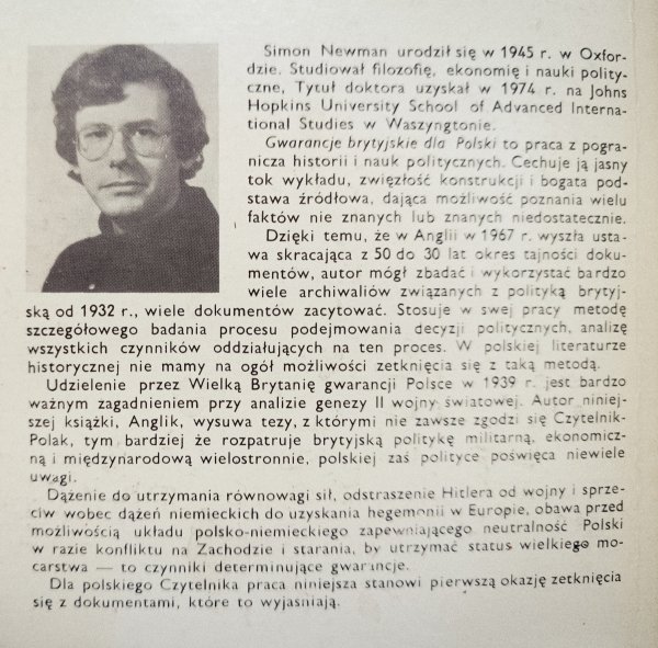 Simon Newman Gwarancje brytyjskie dla Polski