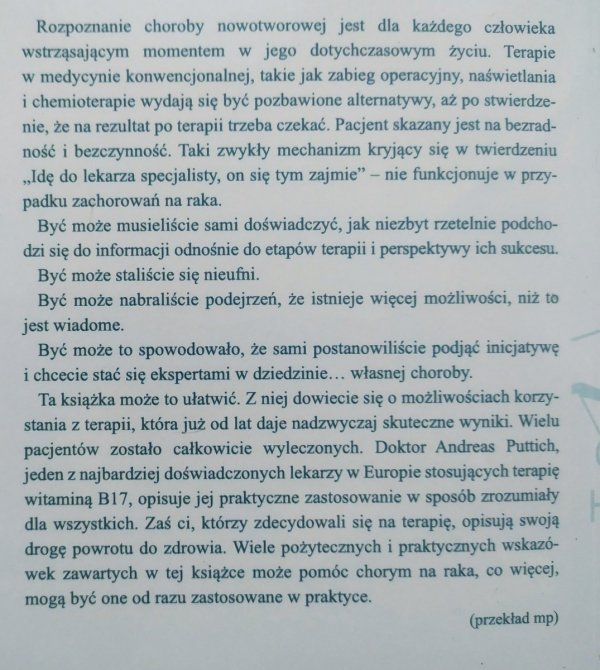 Andreas Puttich Witamina B17. Rewolucja w onkologii