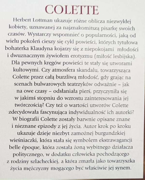 Herbert Lottman Colette. Największy skandal Belle Epoque