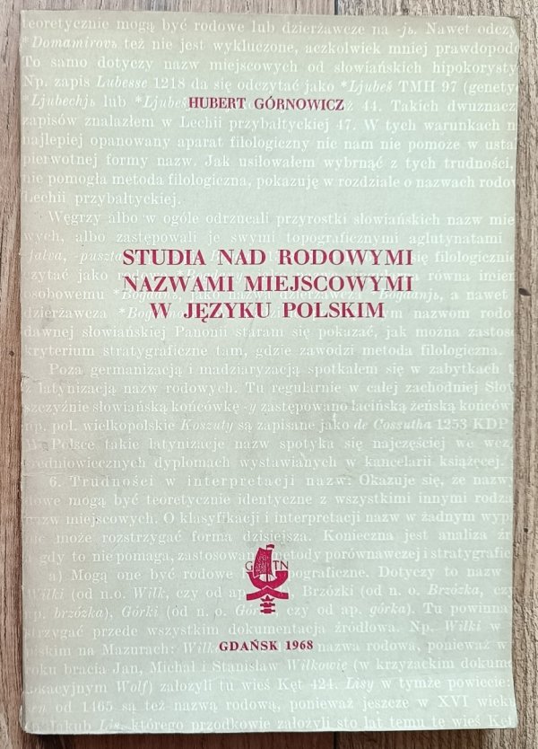 Hubert Górnowicz • Studia nad rodowymi nazwami miejscowymi w języku polskim