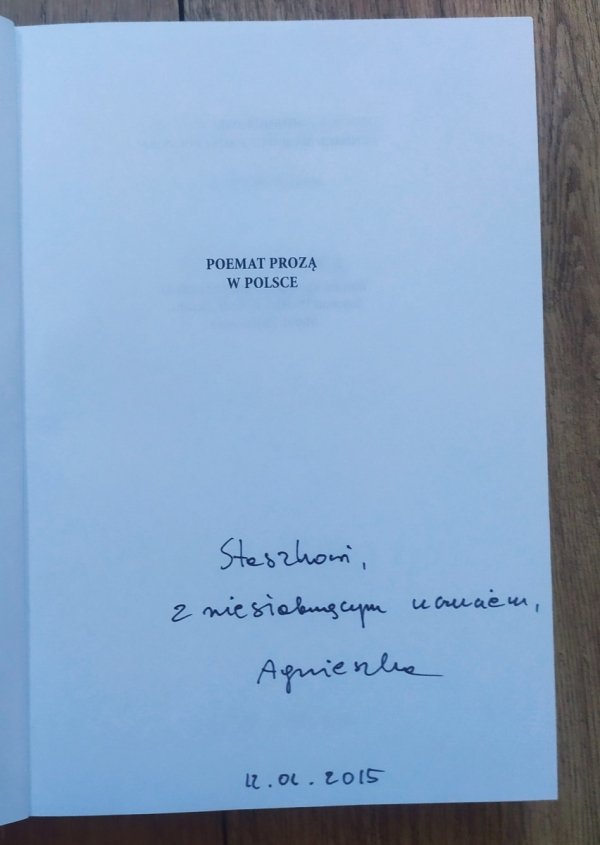 Agnieszka Kluba Poemat prozą w Polsce [dedykacja autorska]
