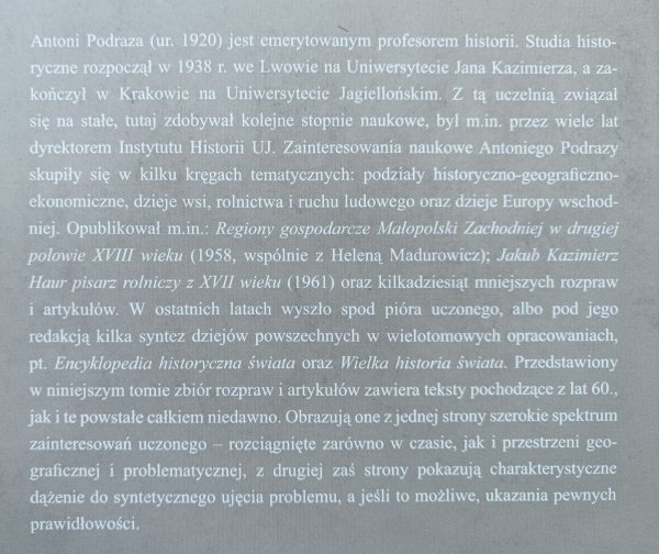 Antoni Podraza Europa Galicja Regiony: pisma historyczne