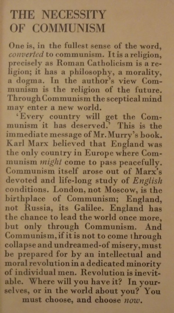 John Middleton Murry • The Necessity of Communism [Marks, Engels]