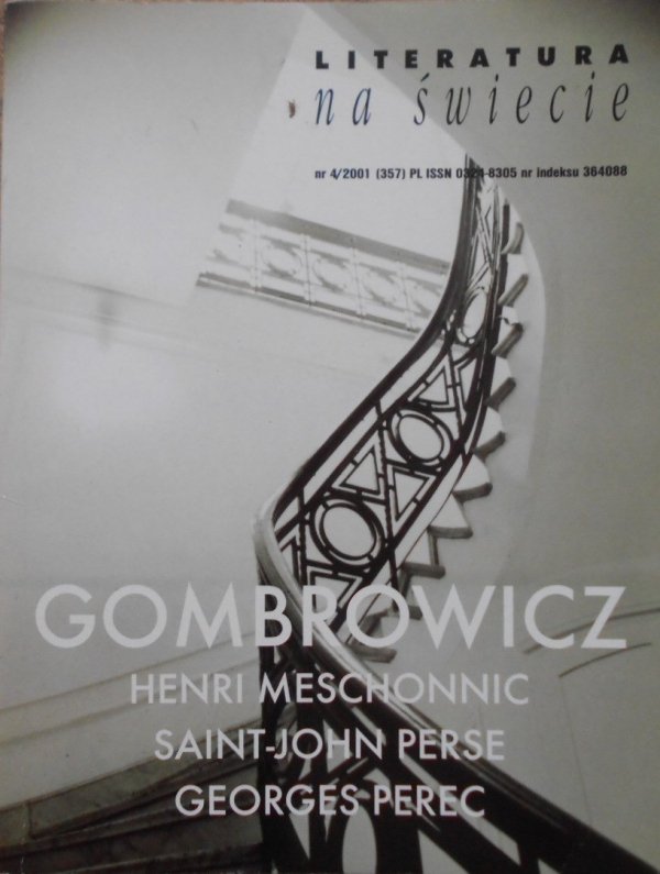Literatura na świecie 4/2001 • Witold Gombrowicz, Henri Meschonnic, Saint-John Perse, Georges Perec