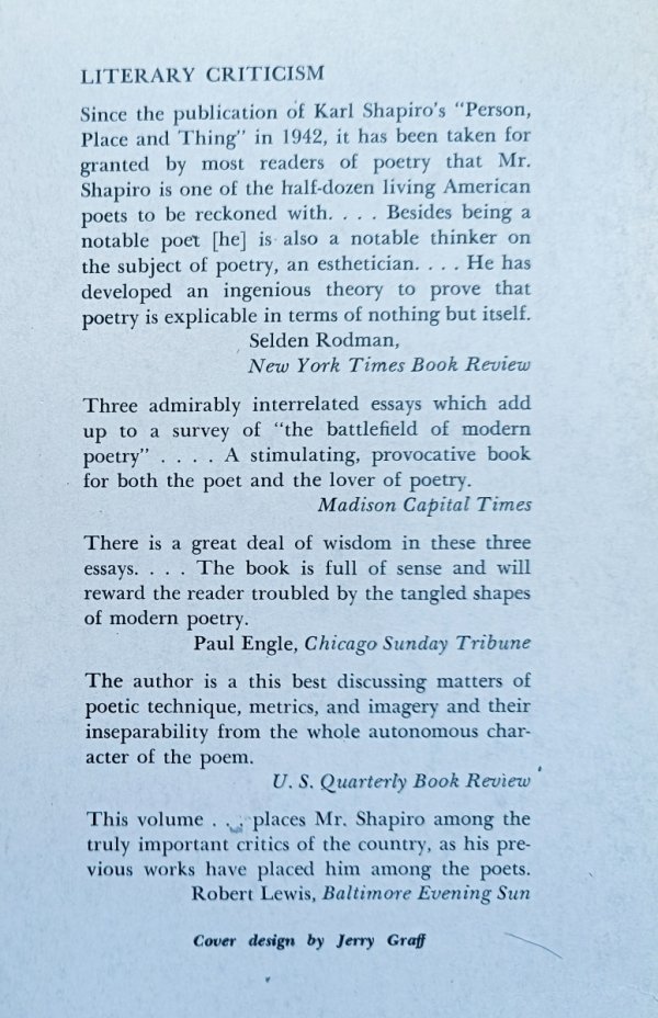 Karl Shapiro A Primer for Poets