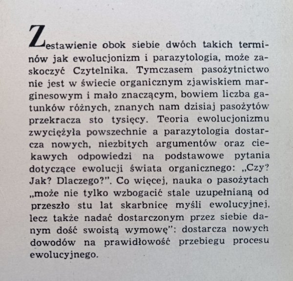 Włodzimierz Michajłow Ewolucjonizm a parazytologia