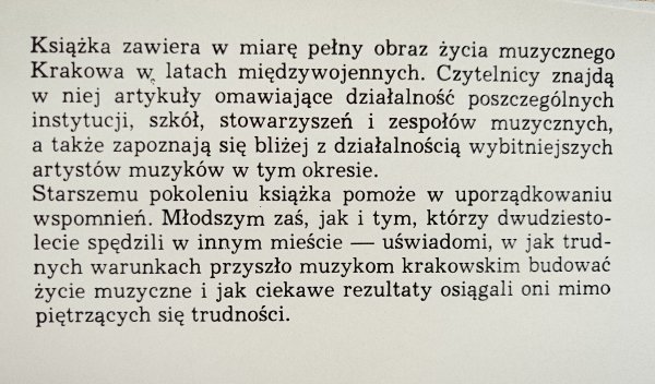 Mieczysław Drobner Kraków muzyczny 1918-1939
