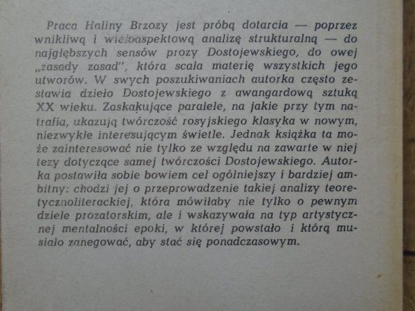 Halina Brzoza • Dostojewski. Myśl a forma 