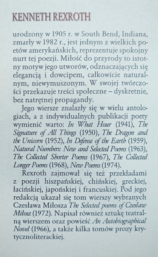 Kenneth Rexroth Wiersze wybrane