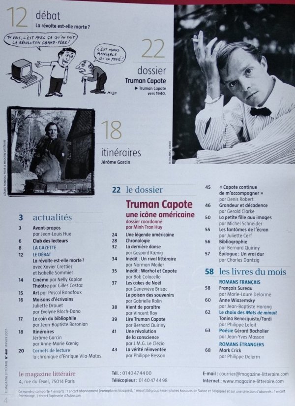 Le Magazine Litteraire • Truman Capote. Nr 460