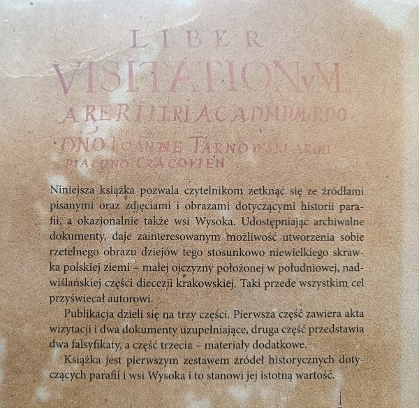 Wypisy z kościelnych akt wizytacyjnych z lat 1595-1877 i inne dokumenty dotyczące parafii i wsi Wysoka
