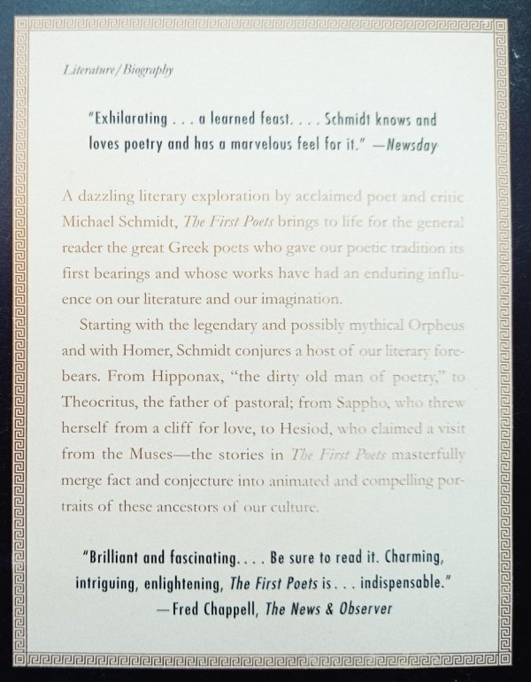 Michael Schmidt The First Poets. Lives of the Ancient Greek Poets