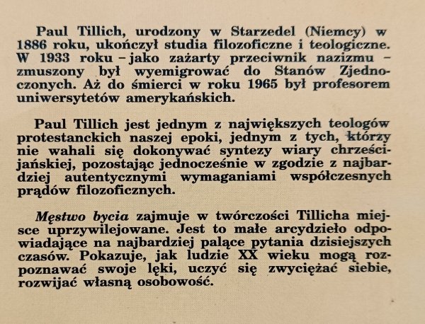 Paul Tillich Męstwo bycia