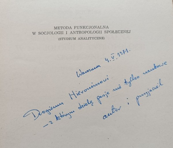 Piotr Sztompka Metoda funkcjonalna w socjologii i antropologii społecznej