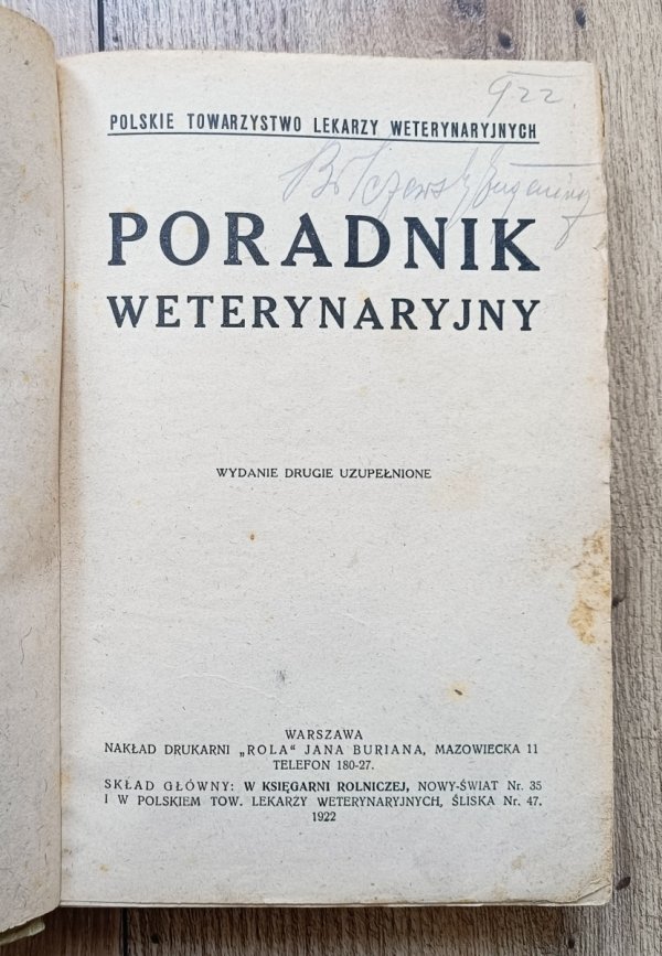 Poradnik weterynaryjny [1922]