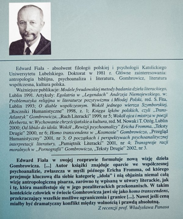 Edward Fiała Homo transcendens w świecie Gombrowicza