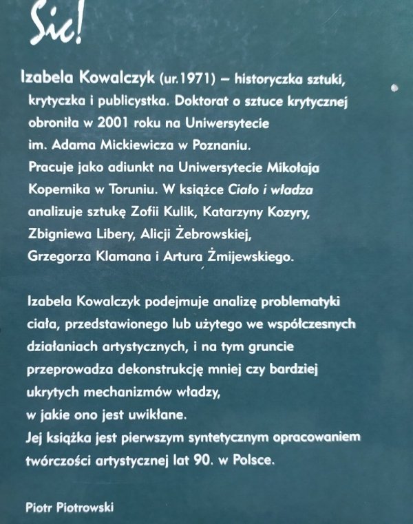 Izabela Kowalczyk • Ciało i władza. Polska sztuka krytyczna lat 90.