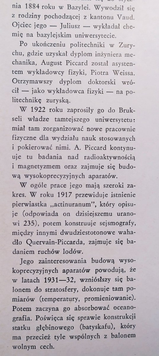 August Piccard Do stratosfery i w głąb mórz