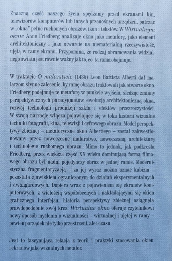 Anne Friedberg Wirtualne okno. Od Albertiego do Microsoftu