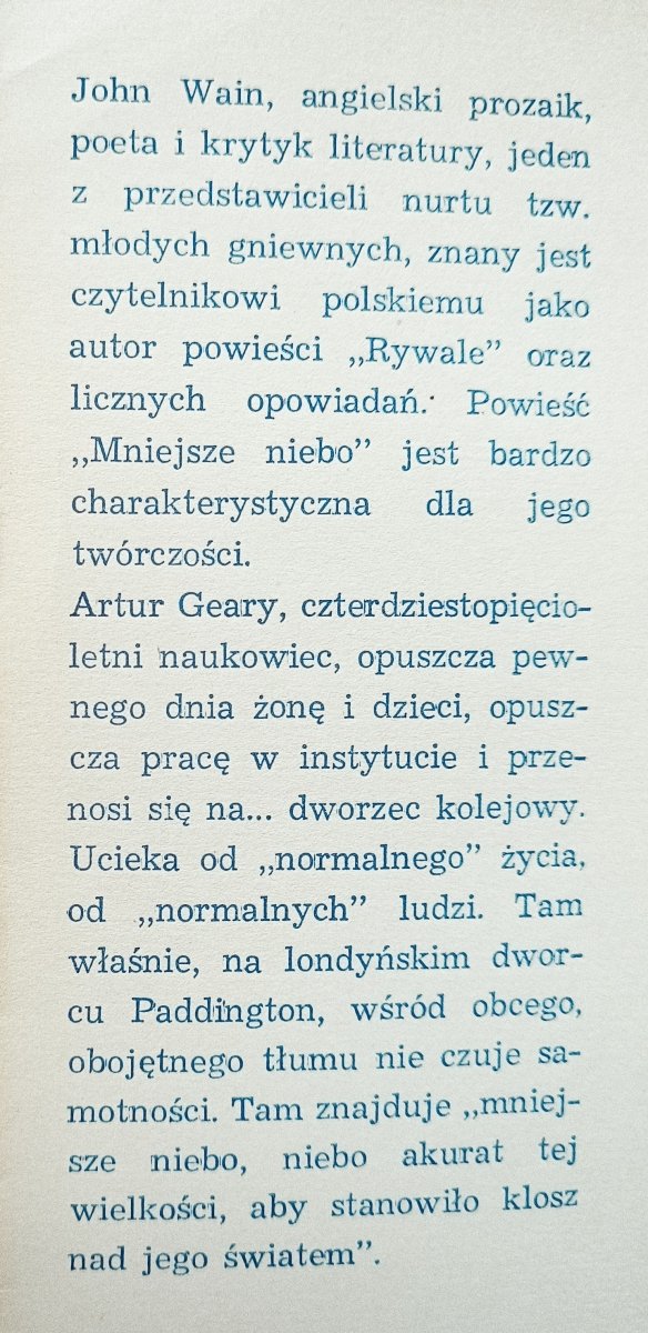 John Wain Mniejsze niebo