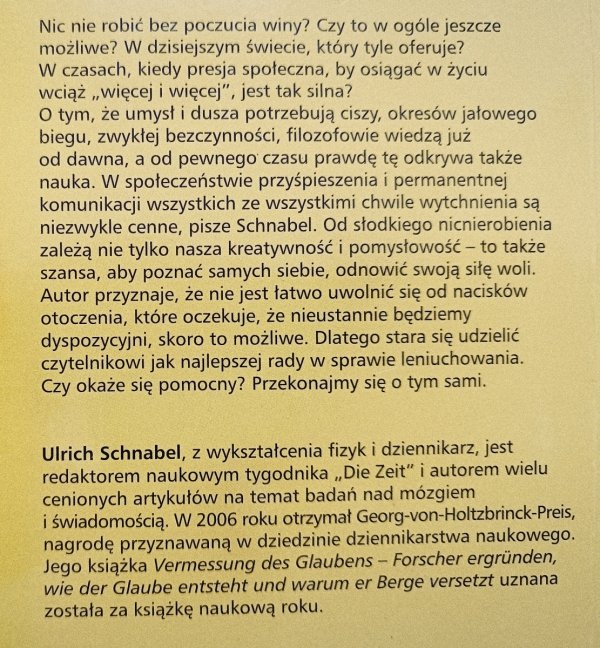 Ulrich Schnabel Sztuka leniuchowania. O szczęściu nicnierobienia 