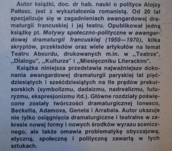 Alojzy Pałłasz • Od Jarry'ego do Becketta i Arrabala