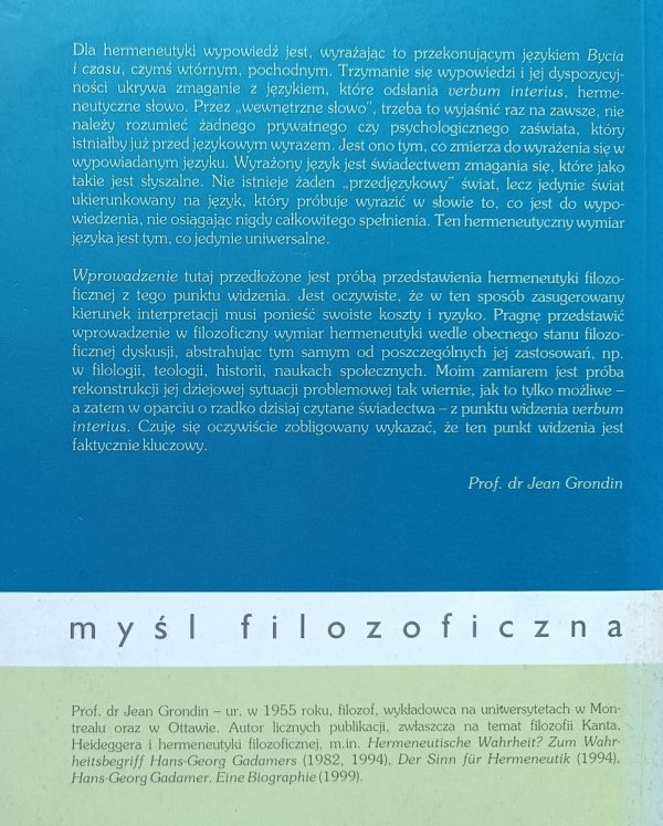 Jean Grondin Wprowadzenie do hermeneutyki filozoficznej