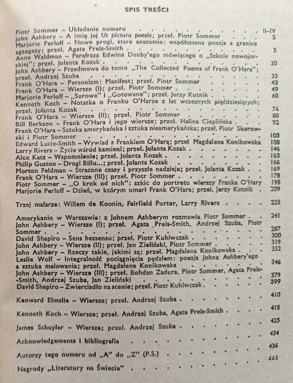 Literatura na świecie 7/1986 Szkoła nowojorska, John Ashbery, Frank O'Hara