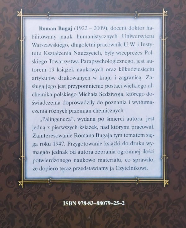 Roman Bugaj Palingeneza. Rozprawa o homunkulusach i nieśmiertelności