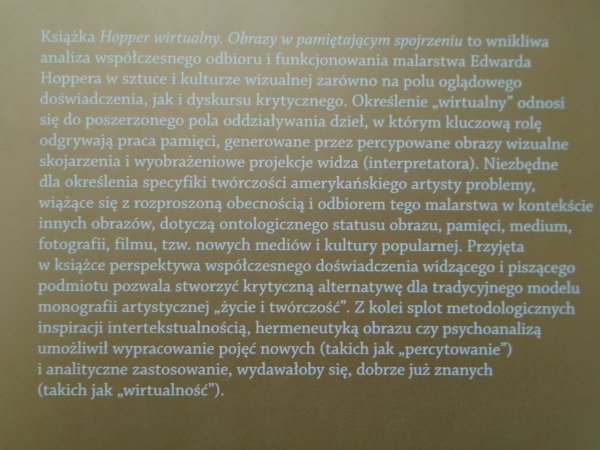 Filip Lipiński • Hopper wirtualny. Obrazy w pamiętającym spojrzeniu