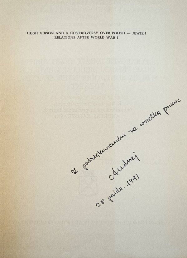 Hugh Gibson and a Controversy Over Polish - Jewish Relations After World War I