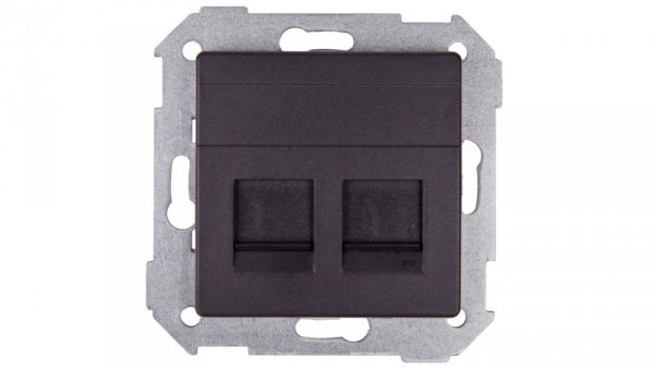 Simon 82 Pokrywa gniazda komputerowego podwójnego 2xRJ45 płaska z adapterem i przesłoną grafit 82006-38
