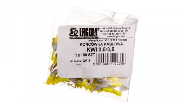 Końcówka widełkowa izolowana KWI 0,5/3,5 E09KO-02030100401 /100szt./