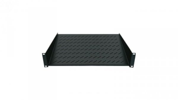 Półka 1U 150mm rack 19, 2 pkt mocowania, perforowana, czarna
