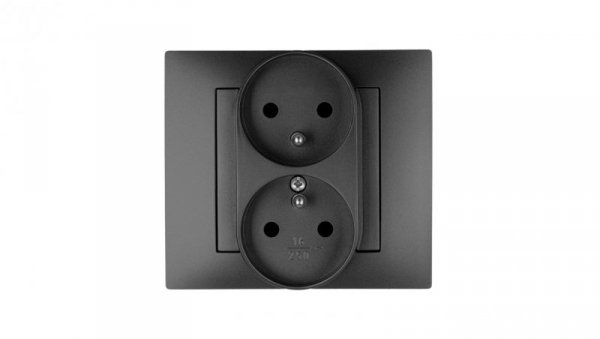 Vestra Gniazdo podwójne 2x2P+Z modułowe bez ramki podtynkowe IP20 czarny 3843-19