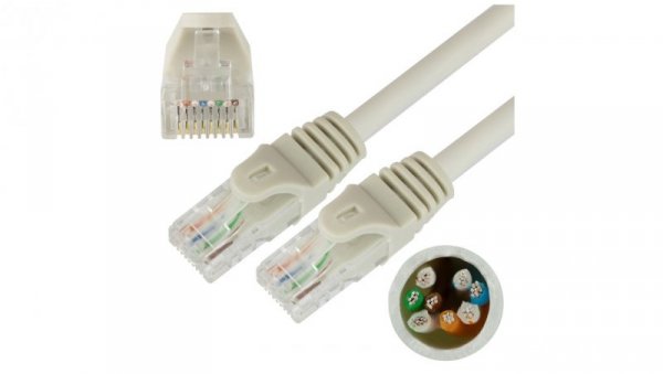 Patchcord UTP kat.5e kabel sieciowy LAN 2x RJ45 linka szary 1,5m NEKU