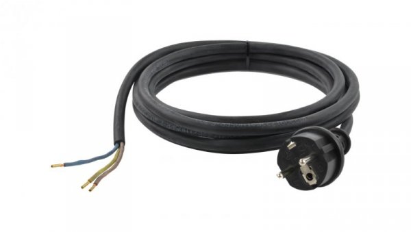 Przewód z wtyczką gumowy 3x1,5mm 3m czarny