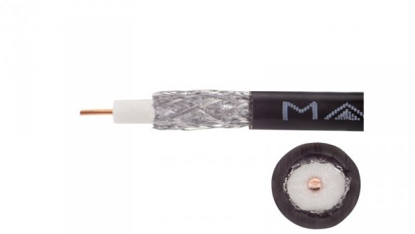 Przewód koncentryczny zewnętrzny żelowany 75ohm RG6 1,02/4,57/6,8 Cu czarny Maxcable /100m/