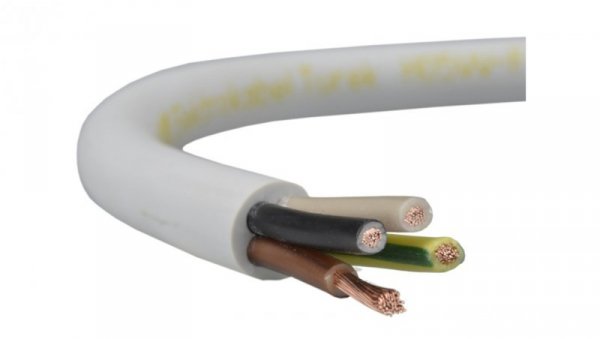 Przewód prądowy H05VV-F / OWY 500V 4x2,5 warsztatowy biały linka Elektrokabel /100m/